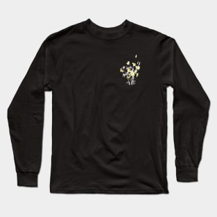 white daisy and yellow daffodils ink and watercolor Long Sleeve T-Shirt